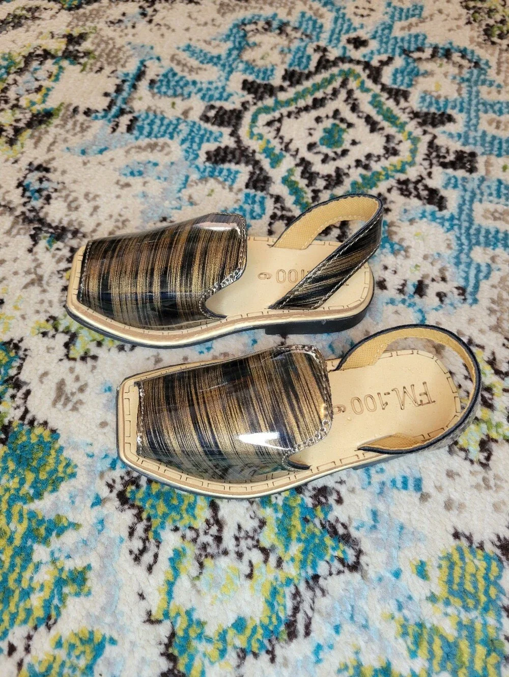 Handcrafted FM Metallic Gold Leather Slingback Peshawari Chappals Sandals, Tod 9